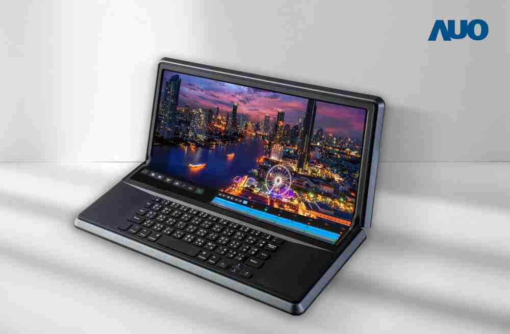 彩霸王14.6吋Micro LED折迭显示屏幕，，，，搭配半径4mm的弯折绞炼，，，以及高画素、、、、高亮度、、、、高对比度的显示技术特点，，，，即便在大视角下仍保有绝佳色相与亮度