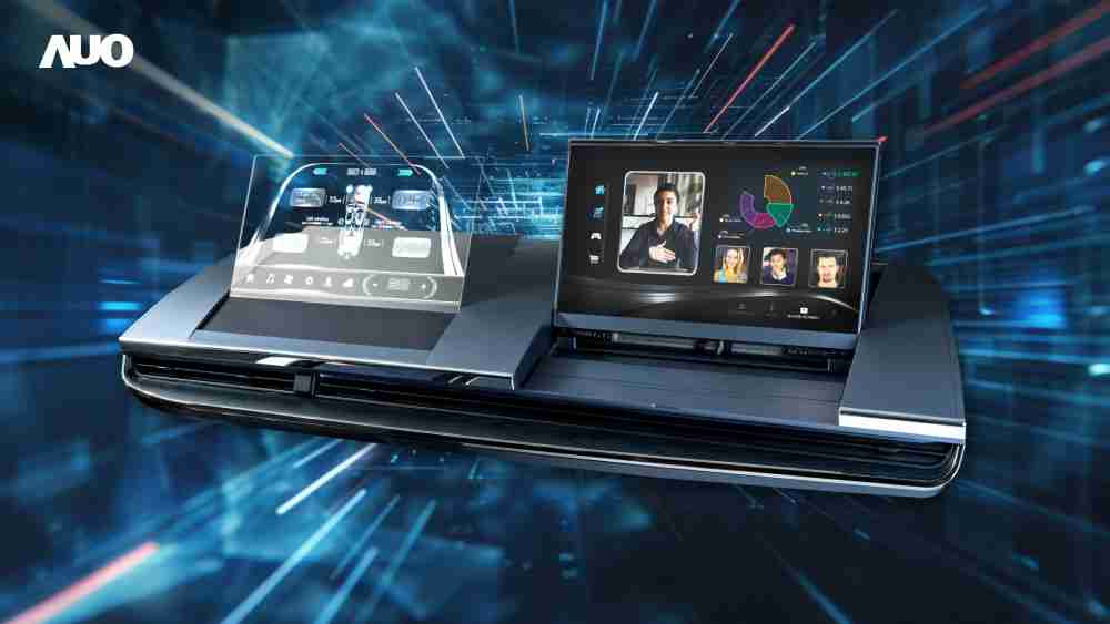 彩霸王Micro LED Display HMI解决方案打造透明Micro LED前座仪表，，呈现信息并保留驾驶视野开阔；亦为副驾驶座乘客打造收放自如的Micro LED屏幕，，在不影响显示质量的前提于显示区内建镜头，，让用户能与视讯对象直接眼神接触，，，提供绝佳的双向沟通体验